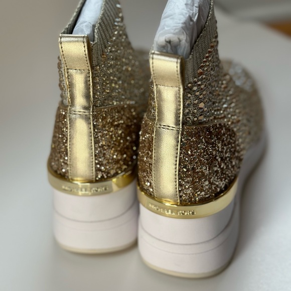 Michael Kors Skyler Boot Pale Gold Sneakers Size 9 - Picture 4 of 8